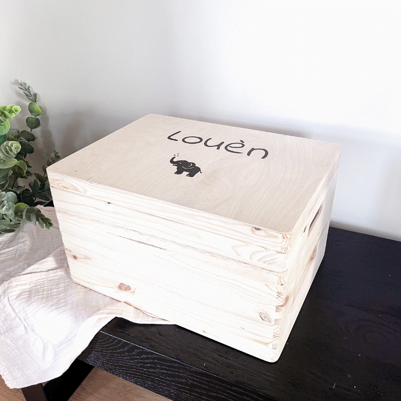 Houten kist met naam